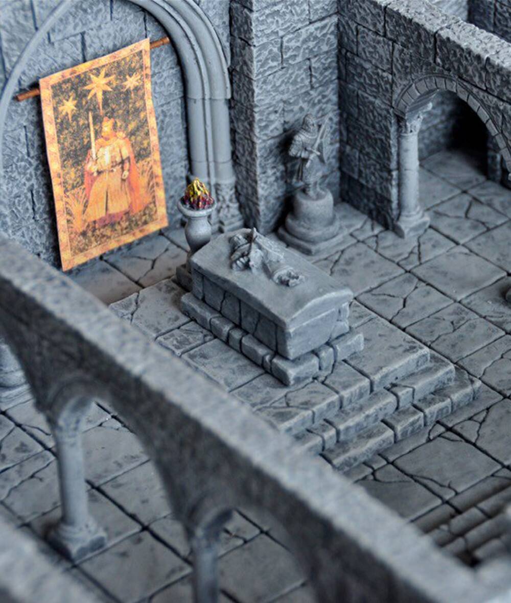Merlin's Magic Hobby Stone - casted castle room model - dark grey
