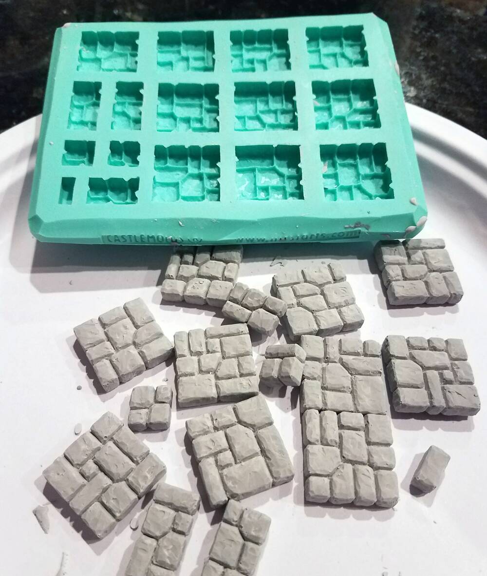 Merlin's Magic casted castle pieces with silicone mold - grey
